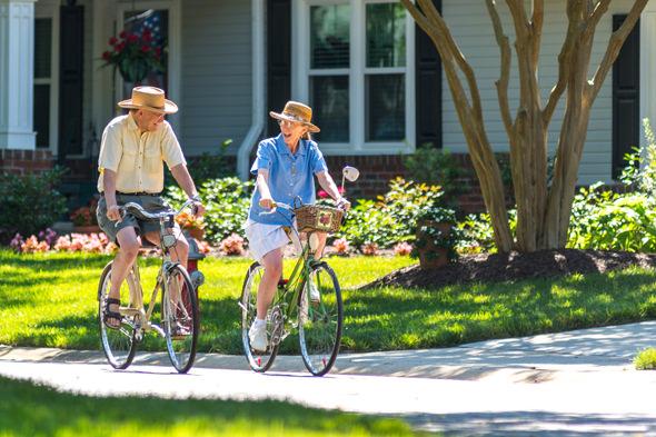 residents on bicycles
