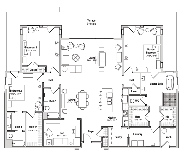 cypress 3 bedroom floorplan with den